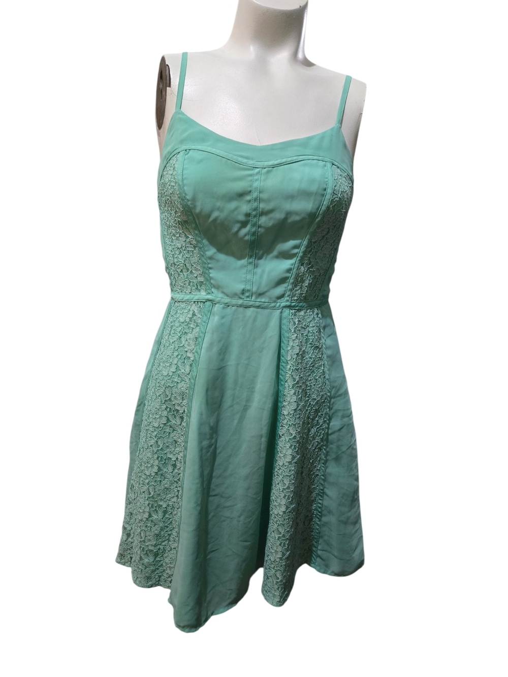 LC Lauren Conrad Mint Green Lace-Trim Fit-and-Flare Mini Dress